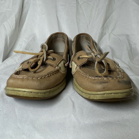 Sperry Topsider Angelfish Varsity Boat Linen Oat Leather Shoes Size 8 - Picture 2 of 12